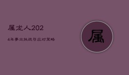 属龙人2024年事业挑战与应对策略