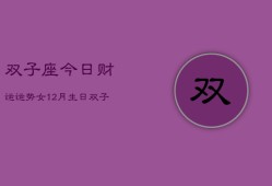 双子座今日财运运势女12月生日，双子座12月女生日财运指南