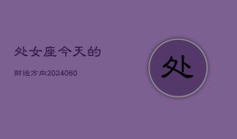 处女座今天的财运方向(20240603)