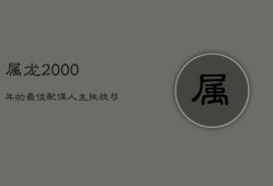 属龙2000年的最佳配偶：人生挑战与珍惜相伴前行