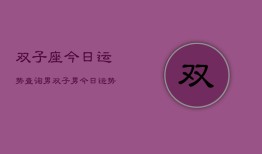 双子座今日运势查询男，双子男今日运势