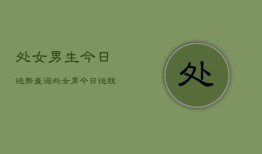 处女男生今日运势查询，处女男今日运程详细解析