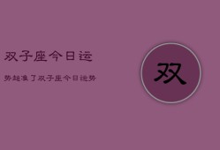 双子座今日运势超准了，双子座今日运势爆棚